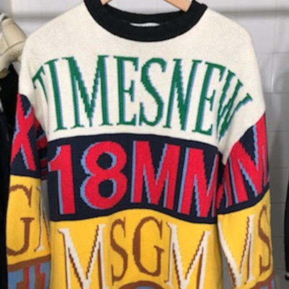 LIMITED EDITION MSGM RARE KNIT PRINT SWEATER SIZE L MADE IN ITALY UNISEX - Picture 1 of 8